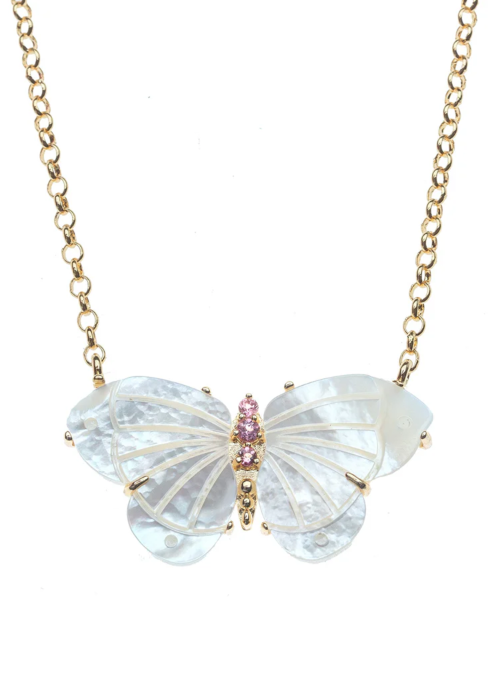 Jane Win FREEDOM Butterfly Necklace in MOP