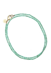 Jane Win Double Wrap Diamond Cut Beaded Necklace in Jade