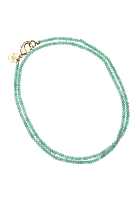 Jane Win Double Wrap Diamond Cut Beaded Necklace in Jade