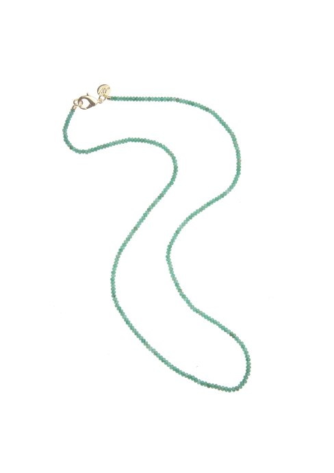 Jane Win Double Wrap Diamond Cut Beaded Necklace in Jade