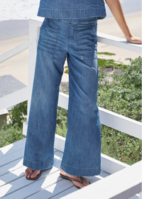 F&E Madeline Patch Pocket Pull On Indigo Denim