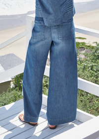 F&E Madeline Patch Pocket Pull On Indigo Denim