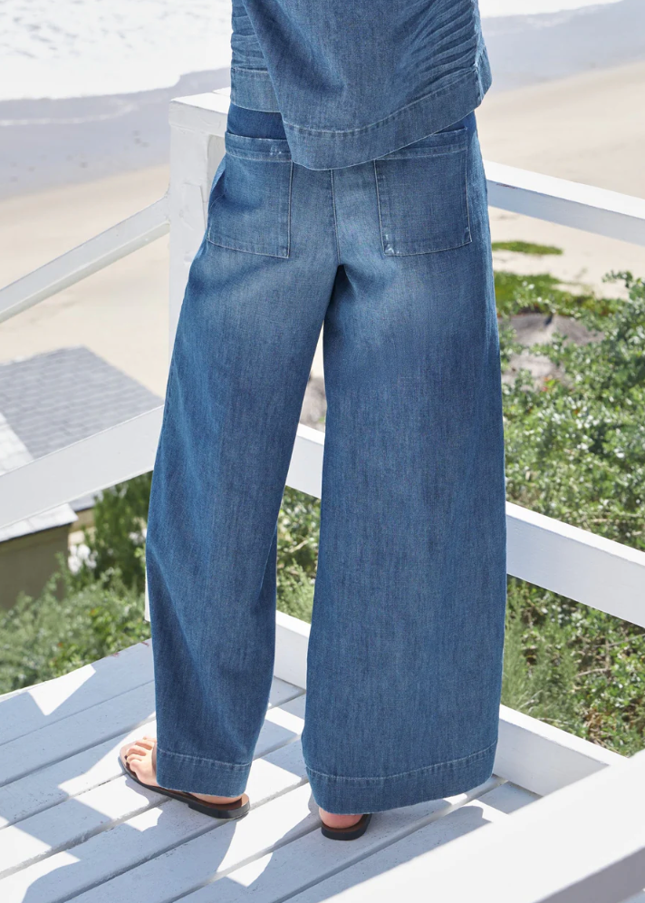 F&E Madeline Patch Pocket Pull On Indigo Denim