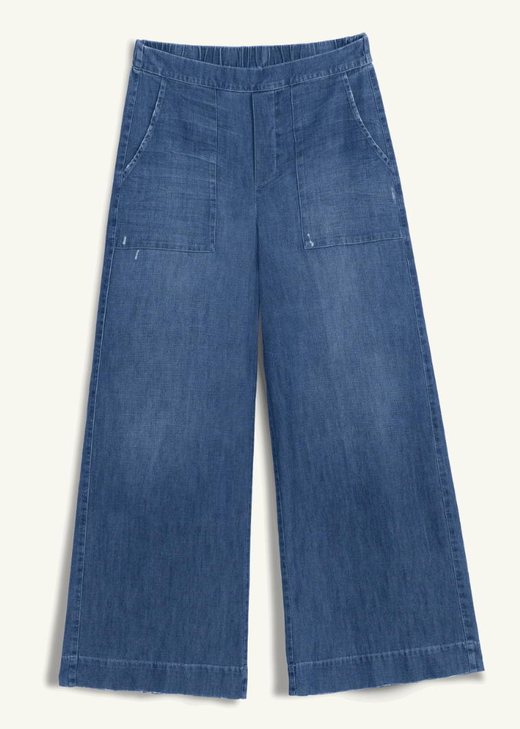 F&E Madeline Patch Pocket Pull On Indigo Denim