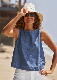 F&E Shelley Tank Indigo Denim