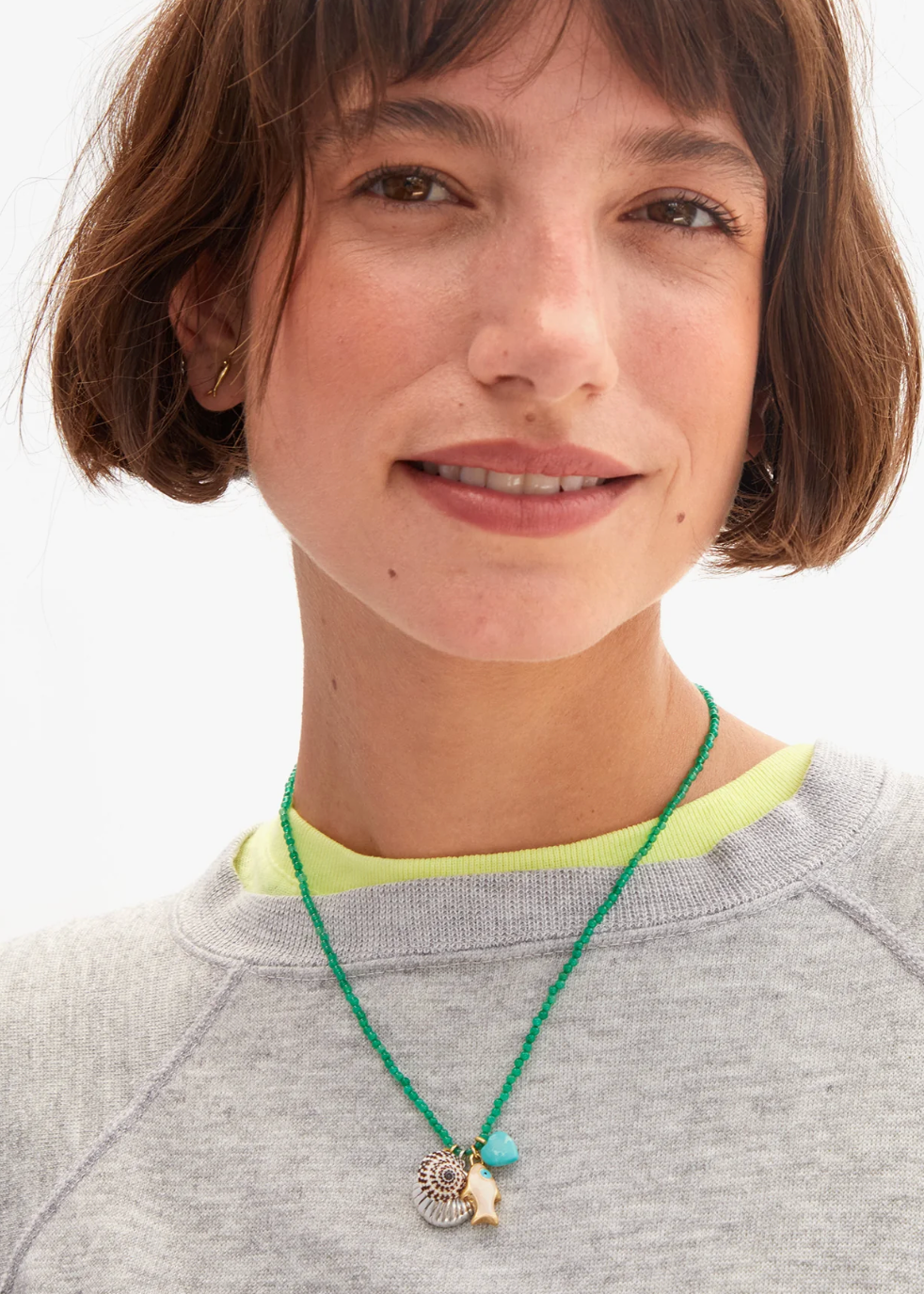 Clare V Beaded Charm Necklace