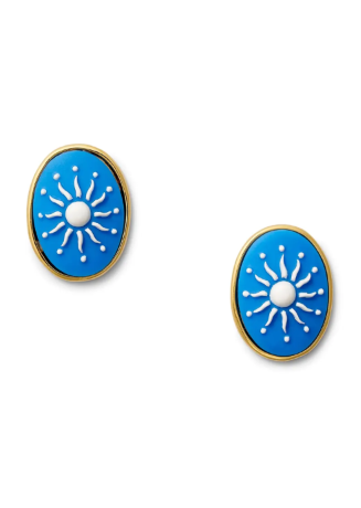 Blu Sunburst Cameo Earring