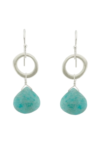 Circle w/ Amazonite Earrings in Sterling