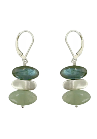 Labradorite, Aqua, Nuggets Earrings