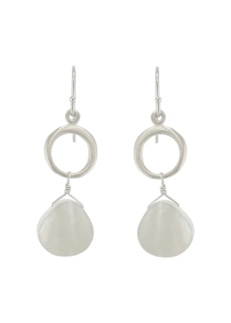Small Circle w/ White Mother of Pearl Drops Earrings