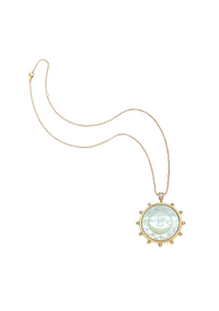 Jane Win STRONG Ever Shining Sun Carved Stone Pendant
