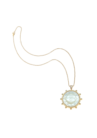 Jane Win STRONG Ever Shining Sun Carved Stone Pendant