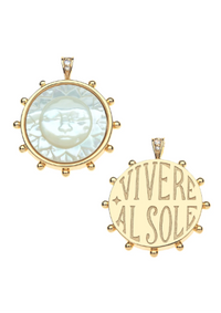 Jane Win STRONG Ever Shining Sun Carved Stone Pendant