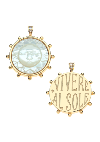 Jane Win STRONG Ever Shining Sun Carved Stone Pendant