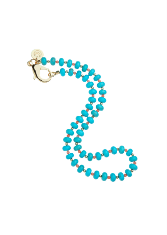 Jane Win Turquoise and Coral Beaded Necklace