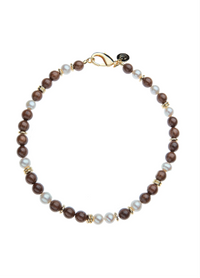 Jane Win Wood and Pearl Statement Necklace