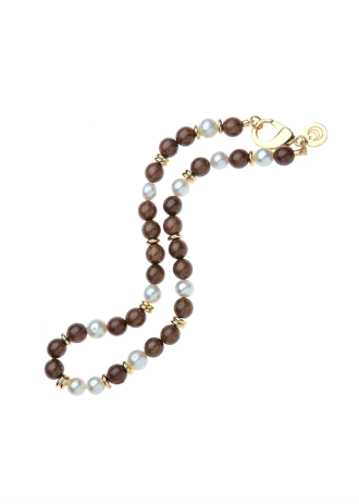 Jane Win Wood and Pearl Statement Necklace