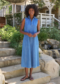 F&E Lily Maxi Polo Dress Stonewashed Indigo