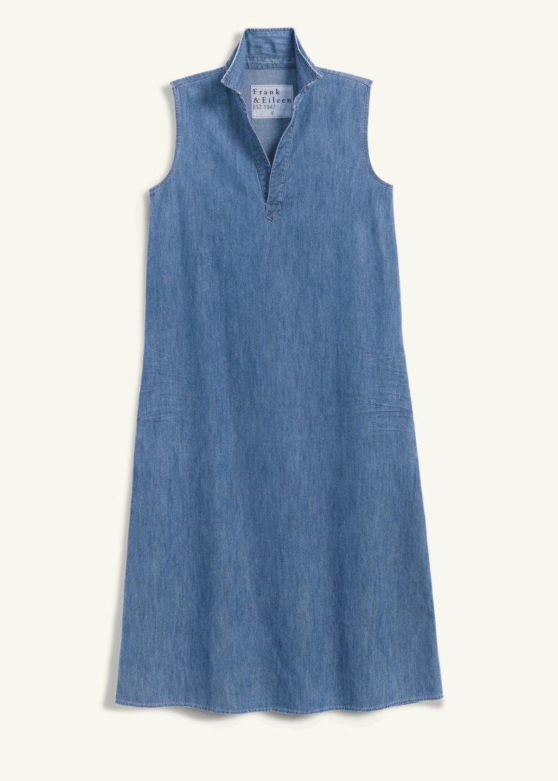 F&E Lily Maxi Polo Dress Stonewashed Indigo