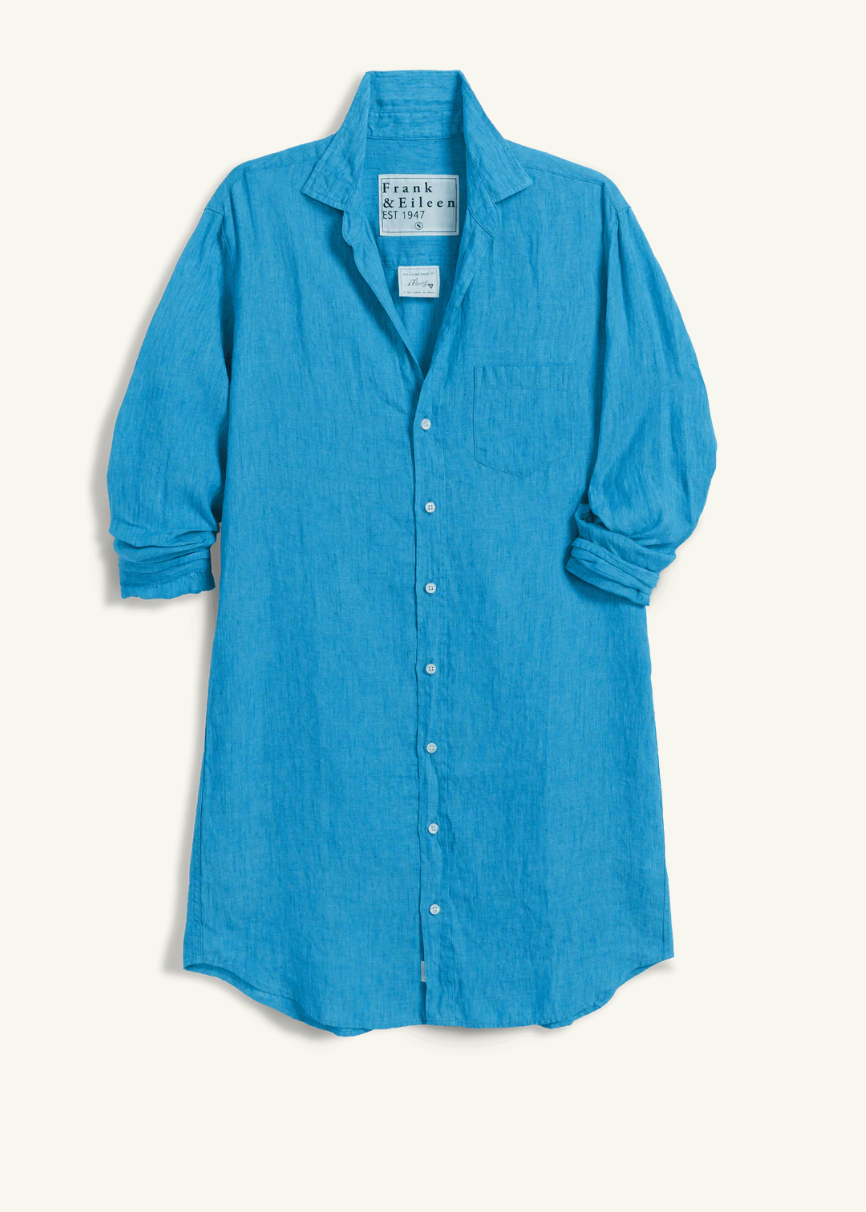 F&E Mary Linen Dress Turquoise
