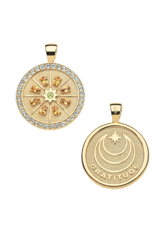 Jane Win GRATITUDE Citrus Slice Embellished Coin