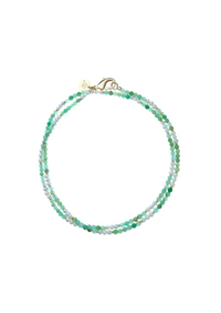 Jane Win Double Wrap Chrysoprase and Pearl Beaded Necklace