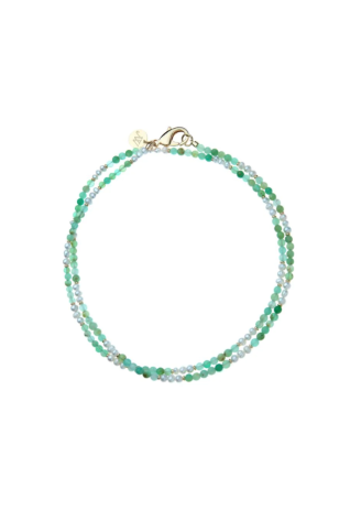 Jane Win Double Wrap Chrysoprase and Pearl Beaded Necklace