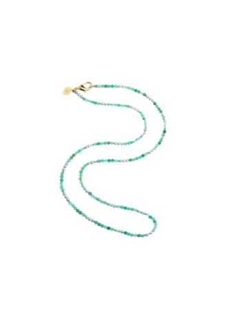 Jane Win Double Wrap Chrysoprase and Pearl Beaded Necklace