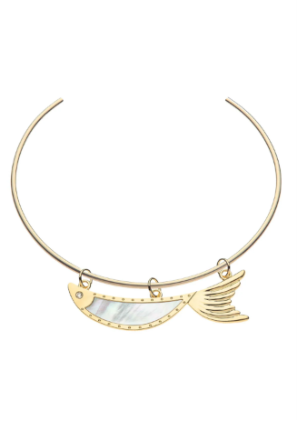 Jane Win STRONG Keep Swimming MOP Fish Pendant