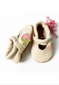 Pink Strawberries Mary Janes Baby Shoes