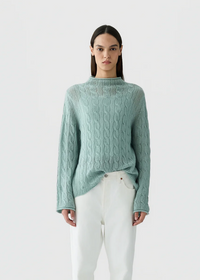 Guest In Residence Cable Mock Neck Top