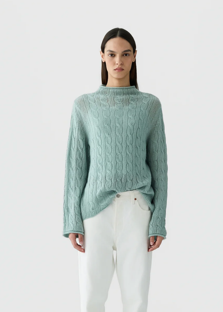 Guest In Residence Cable Mock Neck Top