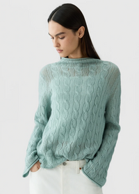Guest In Residence Cable Mock Neck Top
