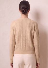 Oatmeal V-Neck Crystal Cardigan