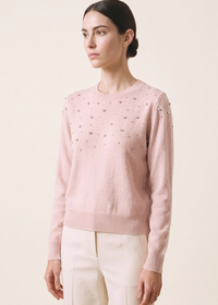 Pink Rhinestone Crewneck Sweater