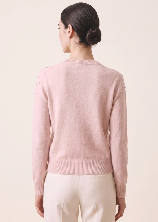 Pink Rhinestone Crewneck Sweater