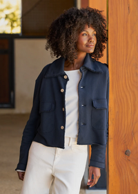 F&E Rowan Cropped Utility Jacket Navy