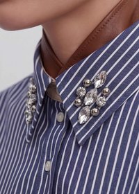 Echo Crystal Collar Stripe Short Ink Blue