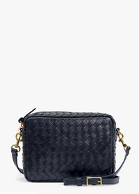 Clare V Midi Sac w/ Pocket Twilight Navy Diagonal Woven