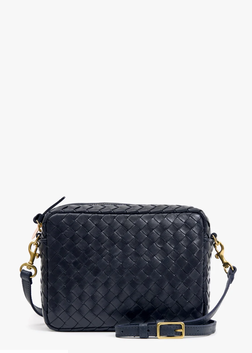 Clare V Midi Sac w/ Pocket Twilight Navy Diagonal Woven
