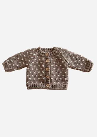 Sawyer Cardigan Tan w/ Heart Dots