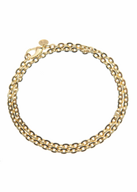 A double-strand gold chain bracelet with a lobster clasp, displayed on a clean white background.