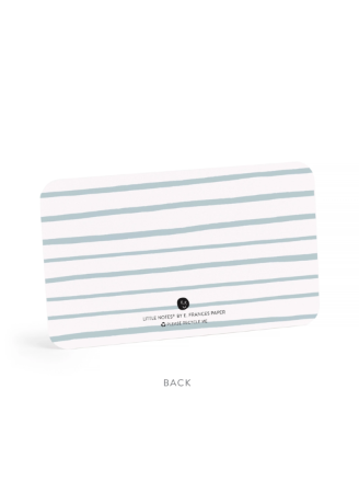 A rectangular card with little wavy blue lines.  Indicates back of card.