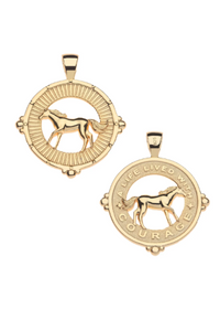 Jane Win COURAGE Cutout Horse Coin Pendant