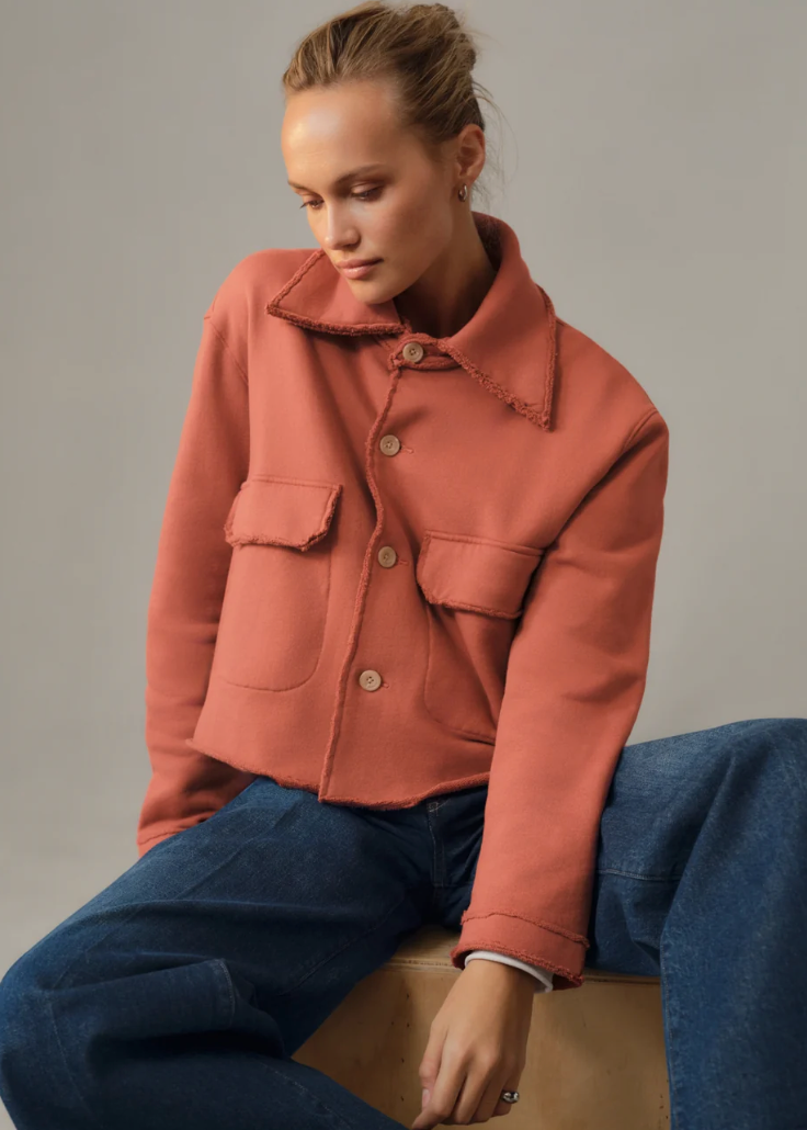 F&E Rowan Cropped Utility Jacket Clay