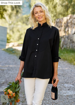 F&E Victoria Collarless Button Down Black w/ Black Bib