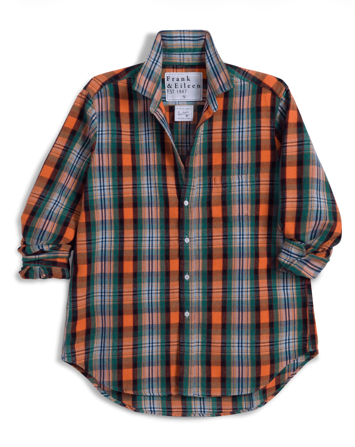 F&E Eileen Orange Green Tan Button Up
