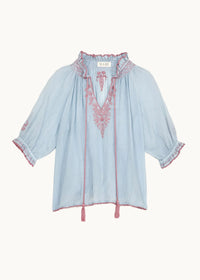 MABE Talis Blue & Pink Embroidered Top