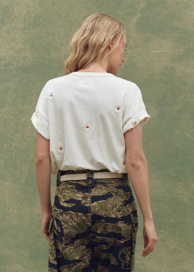 the Great Boxy Crew White w/ Daisy Embroidery