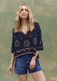 the Great Beaded Vintage Sailor Top Navy